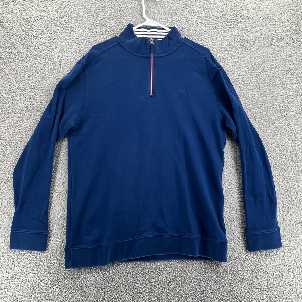 SOUTHERN TIDE The Skipjack Pullover 1/4 Zip‎ Sweater Men Large Blue LS Stretch